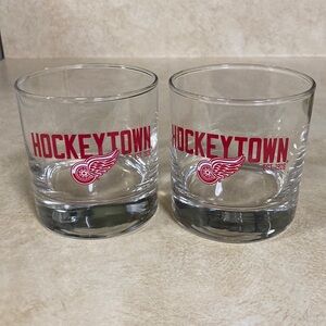 Lot of 2 Detroit Red Wings Hockeytown Jack Daniels Whiskey Glasses